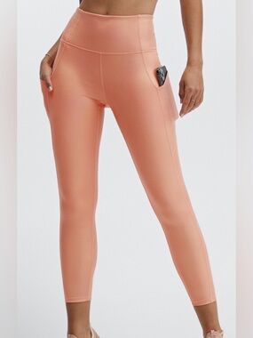 Fabletics Women’s S Legging PureLuxe High-Waisted Iridescent 7/8 Peach Color